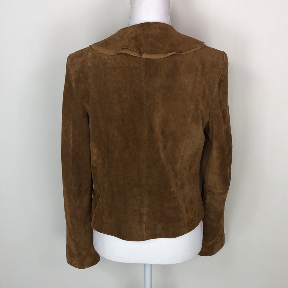 SOLD Scully Suede Brown Leather Ruffle Jacket - Picture 3 of 5
